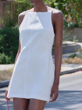 Zara Sleeveless High Neck Mini Dress NWT White Size XS
